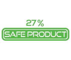 1 to 100 percentage safe product vector art sign symbol illustration with fantastic font and green color