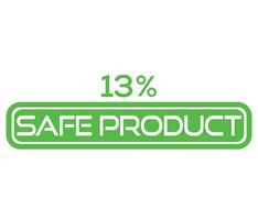 1 to 100 percentage safe product vector art sign symbol illustration with fantastic font and green color