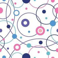 Abstract seamless pattern with dots and circles. Pastel colors. Pink, violet, blue. White background. Wrapping paper, textile, print, fabric. vector