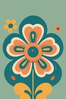 Fondos de estilo psicodélico o hippie de flores maravillosas. cartel de flores abstractas vector