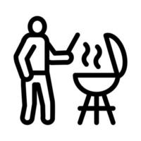 ilustración de contorno de vector de icono de cocina de barbacoa