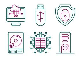 Computer and Hardware Vector Icon Set