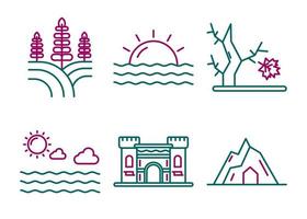 conjunto de iconos de vector de paisajes