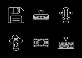 conjunto de iconos de vector de computadora y hardware