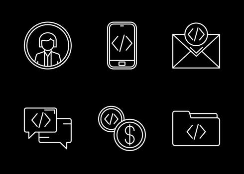 conjunto de iconos de vector de codificación