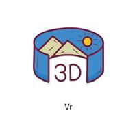 ilustración de diseño de icono de contorno lleno de vector vr. símbolo de juego en el archivo eps 10 de fondo blanco