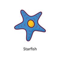 ilustración de diseño de icono de contorno lleno de vector de estrella de mar. símbolo de vacaciones en el archivo eps 10 de fondo blanco