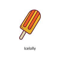 Ilustración de diseño de icono de contorno relleno de vector icelolly. símbolo de vacaciones en el archivo eps 10 de fondo blanco