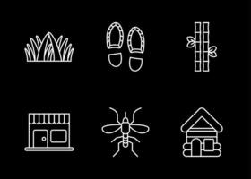 conjunto de iconos de vector de selva tropical