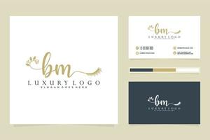 colecciones iniciales de logotipos femeninos bm y vector premium de plantilla de tarjeta de visita