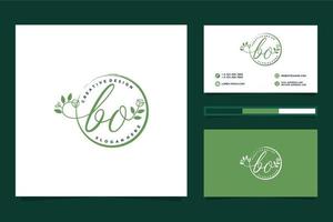 Initial BO Feminine logo collections and business card templat Premium Vector