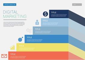 plantilla lateral de infografía de marketing digital. Tamaño de escala a5. vector