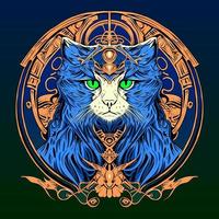 Hand drawn Magnificent King Cat illustration Ornament Frame vector