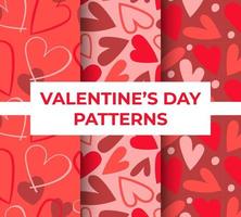 Collection Of Handdrawn Patterns For Valentines Package Vector Illustration With Hearts