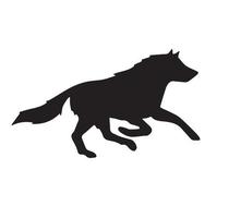 Hand drawn running wolf silhouette vector