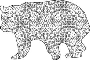 Giant bear mandala coloring page vector