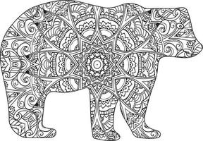 mandala de oso gigante para colorear vector