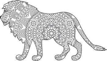 Lion  mandala coloring page vector