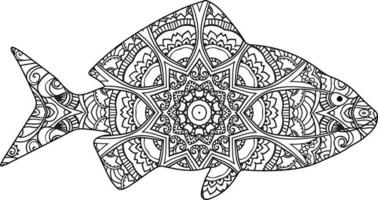 Fish  mandala coloring page vector