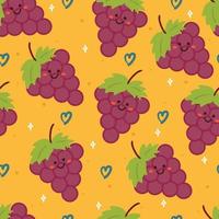 seamless pattern cartoon grape. cute food character wallpaper for textile, gift wrap paper vector