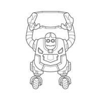 ilustración en una caricatura para colorear páginas lindo robot android para niños preescolar vector