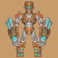 personajes de robot para niños personaje robótico con post y gestos de tecnología moderna feliz vector