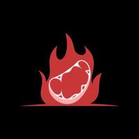 plantilla de logotipo para restaurante de barbacoa, wagyu, carne a la parrilla, carne de vaca, fuego de barbacoa vector