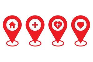 Health Location icons set. vector