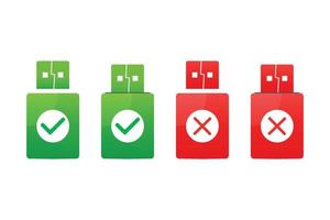 USB flash drives with check mark Vector Element