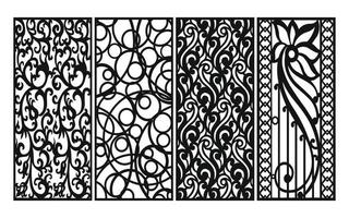 Black patterns with white background, Islamic vectors with floral panels for CNC laser cutting