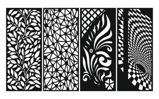 Black patterns with white background, Islamic vectors with floral panels for CNC laser cutting