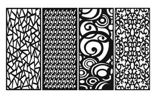 Black patterns with white background, Islamic vectors with floral panels for CNC laser cutting