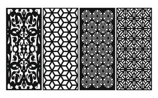 Black patterns with white background, Islamic vectors with floral panels for CNC laser cutting