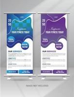 Fitness Or Gym Roll Up Banner Template Design vector