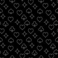 Card Suits Pattern - vector Casino seamless dark background