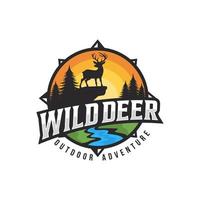 Wild Deer Badge logo Vector Illustration