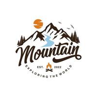 Vintage mountain logo design template vector