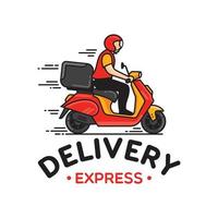 A man is riding a scooter. delivery logo vector template