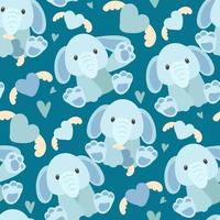 A pattern of soft toys in the form of blue elephants in different poses. Background for printing on textiles and paper. Gift packaging for children's parties. Background for boys and girls vector