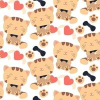 Pattern of soft toys. A beige tiger with a toy in his hands and in different poses. Background for printing on textiles and paper. Gift packaging for children's parties. Background for boys and girls vector