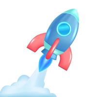 rocket01cartoon 3d rocket spaceship with smoke flying for business achievement successful vector