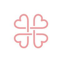 four love heart connection logo design vector