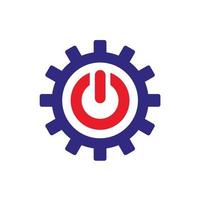 gear cogwheel with power button energy logo design vector