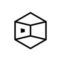 arquitectura de construcción de paredes interiores en el diseño del logotipo de forma hexagonal vector