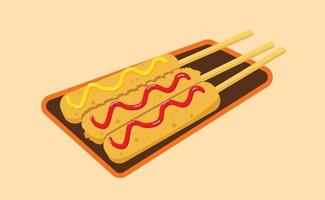 Corn dog korean food vector