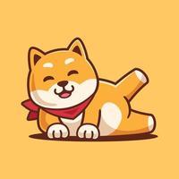 Shiba Inu Lie Down Cartoon Illustration vector