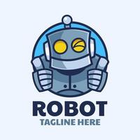 Robot Thumbs Up Cartoon Logo Design vector
