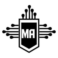 diseño del logotipo de la letra ma. diseño creativo inicial del logotipo de la letra ma. concepto de logotipo de letra de iniciales creativas ma. vector