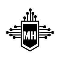 mh letter logo design.mh creative initial mh letter logo design . concepto de logotipo de letra de iniciales creativas mh. vector