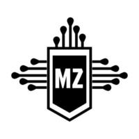 MZ letter logo design.MZ creative initial MZ letter logo design . MZ creative initials letter logo concept. vector